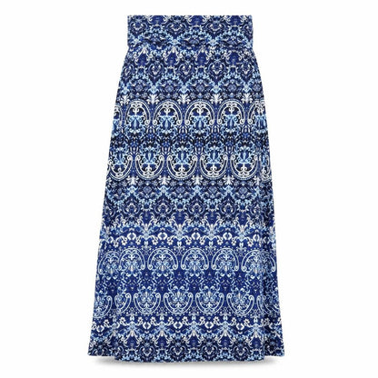 Cynthia Rowley Womens Blue Geometric Viscose Maxi Skirt Size L