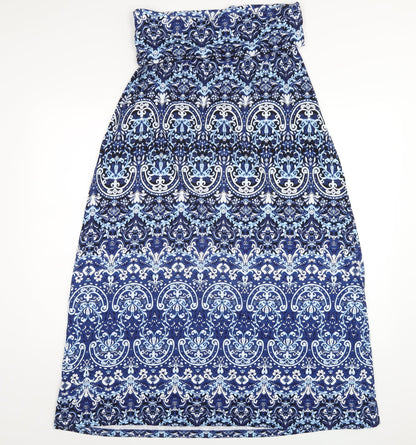 Cynthia Rowley Womens Blue Geometric Viscose Maxi Skirt Size L