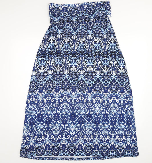 Cynthia Rowley Womens Blue Geometric Viscose Maxi Skirt Size L
