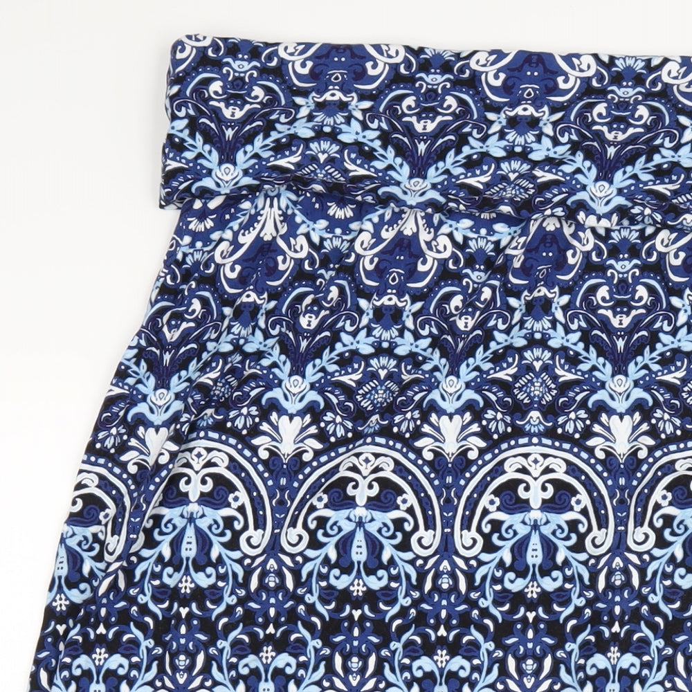 Cynthia Rowley Womens Blue Geometric Viscose Maxi Skirt Size L