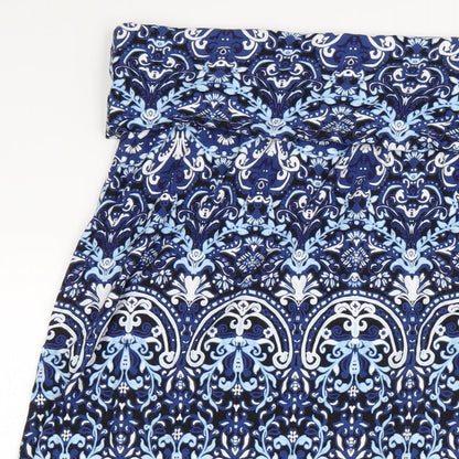 Cynthia Rowley Womens Blue Geometric Viscose Maxi Skirt Size L
