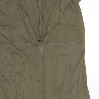 Glamorous Womens Green Viscose Jumpsuit One-Piece Size S Zip