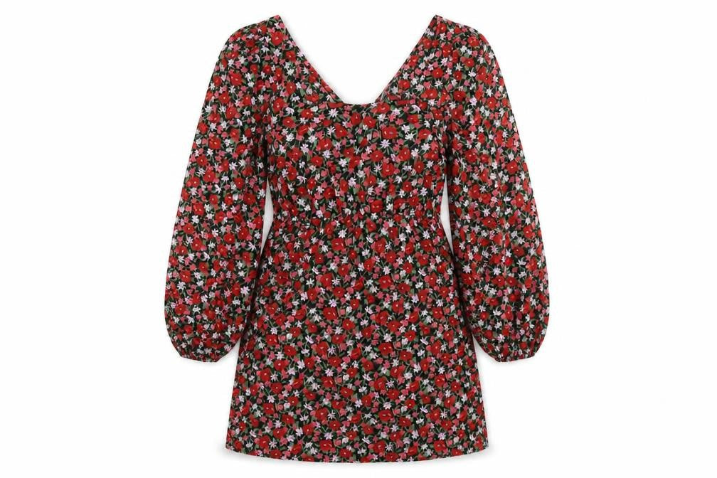 PRETTYLITTLETHING Womens Multicoloured Floral Polyester A-Line Size 12 Scoop Neck Pullover