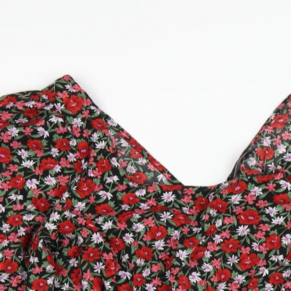 PRETTYLITTLETHING Womens Multicoloured Floral Polyester A-Line Size 12 Scoop Neck Pullover