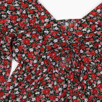 PRETTYLITTLETHING Womens Multicoloured Floral Polyester A-Line Size 12 Scoop Neck Pullover