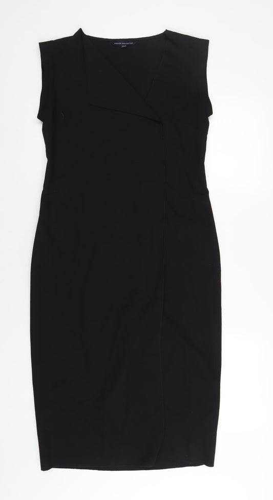 French Connection Womens Black Polyester Pencil Dress Size 10 V-Neck Pullover