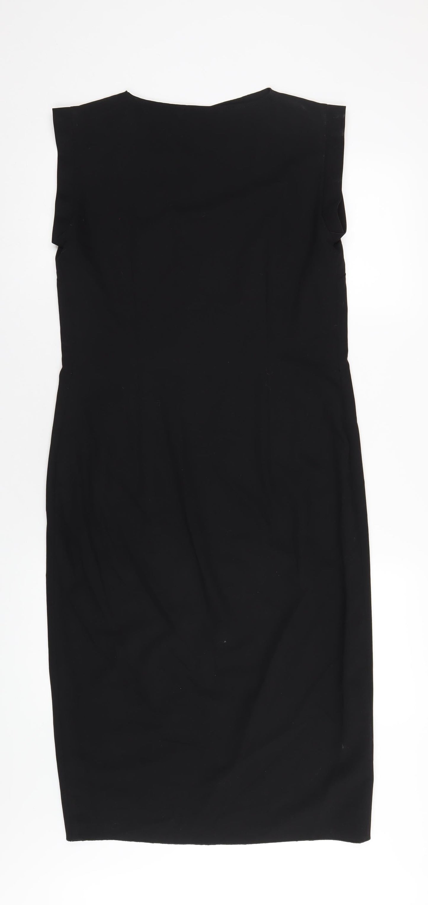 French Connection Womens Black Polyester Pencil Dress Size 10 V-Neck Pullover