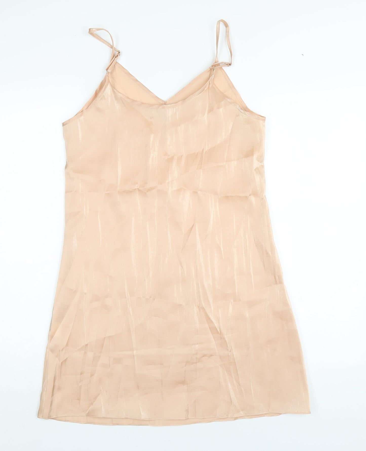 Glamorous Womens Beige Polyester Slip Dress Size 8 V-Neck Pullover