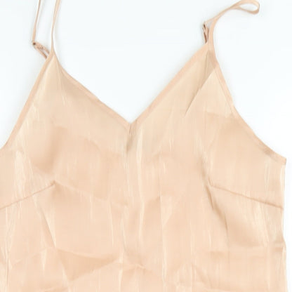 Glamorous Womens Beige Polyester Slip Dress Size 8 V-Neck Pullover