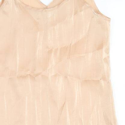 Glamorous Womens Beige Polyester Slip Dress Size 8 V-Neck Pullover