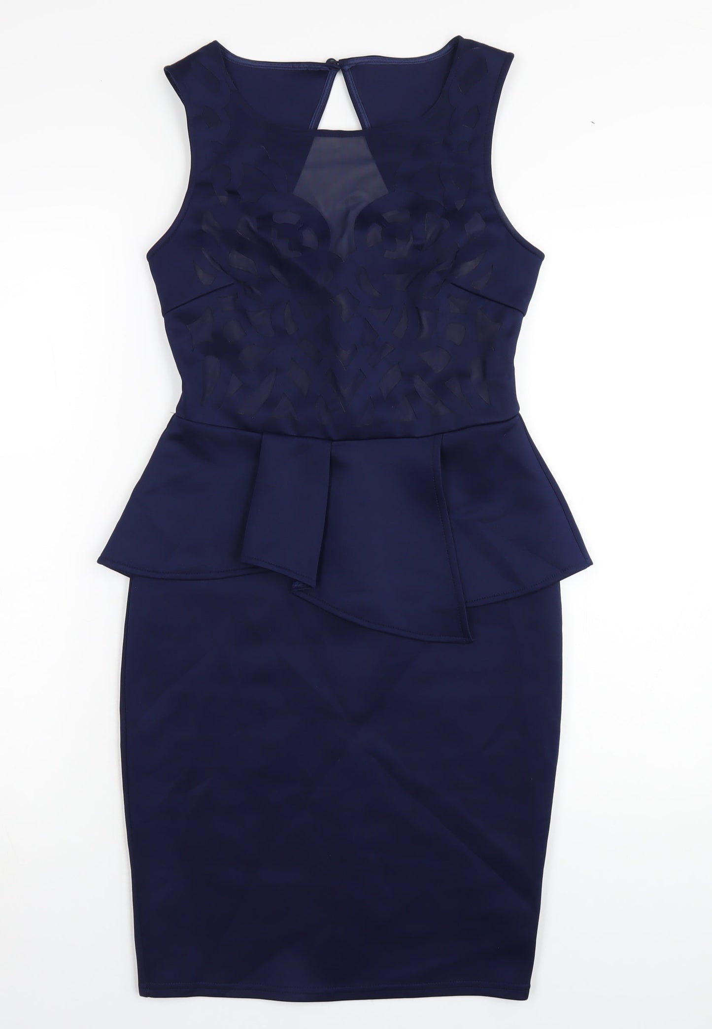 Lipsy Womens Blue Polyester Bodycon Size 10 Round Neck Zip