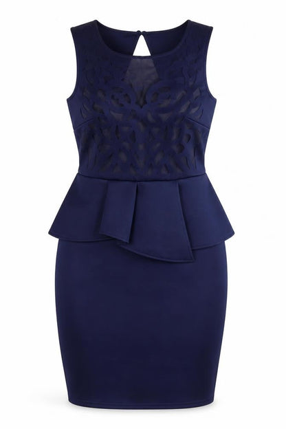 Lipsy Womens Blue Polyester Bodycon Size 10 Round Neck Zip