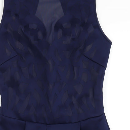 Lipsy Womens Blue Polyester Bodycon Size 10 Round Neck Zip