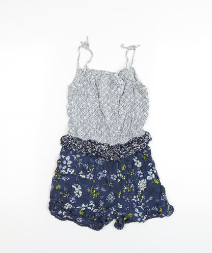 NEXT Girls Blue Geometric Vinyl Playsuit One-Piece Size 10 Years Pullover