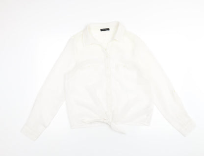 Womens UK Size 14 New Look White Basic Button-Up