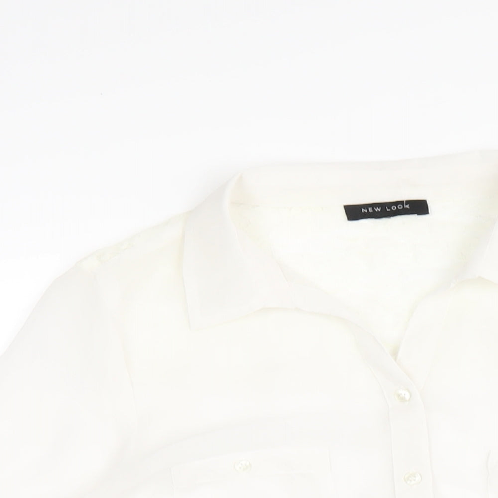 Womens UK Size 14 New Look White Basic Button-Up