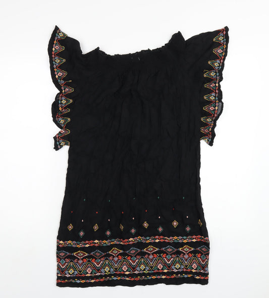 NEXT Womens Black Viscose A-Line Size 10 Off the Shoulder Pullover