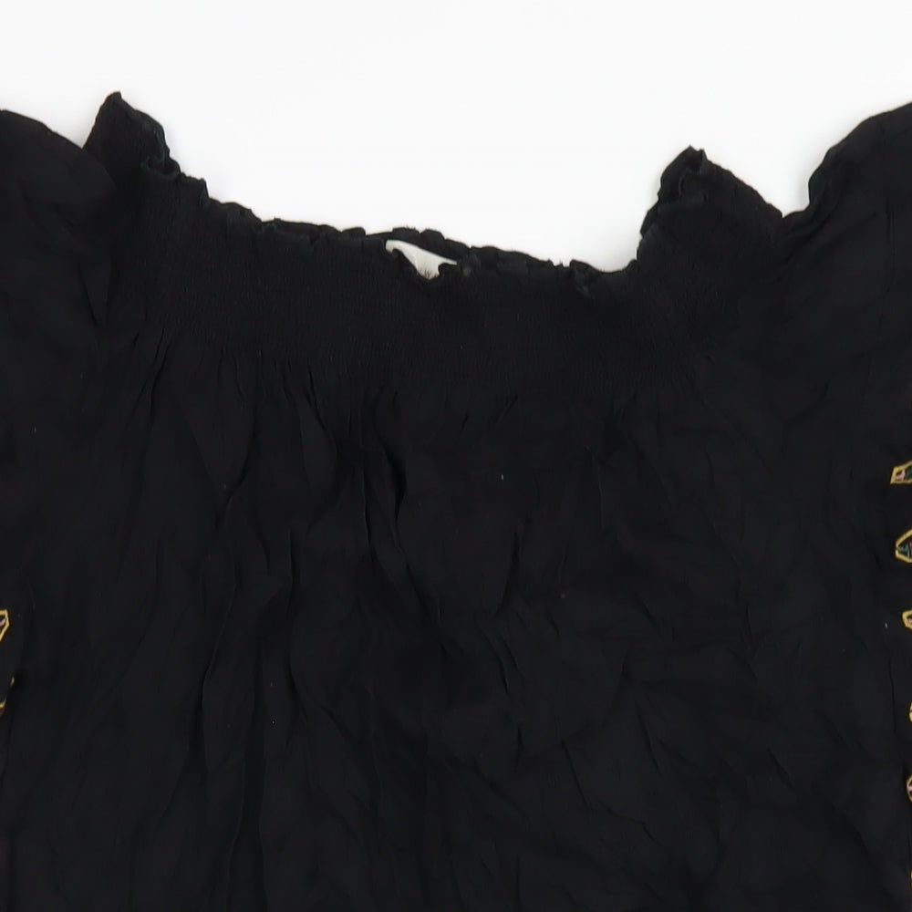 NEXT Womens Black Viscose A-Line Size 10 Off the Shoulder Pullover