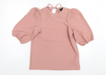 Womens UK Size 10 New Look Pink Basic T-Shirt