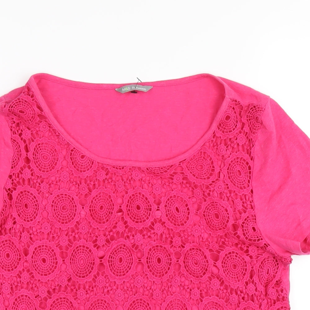 Womens UK Size 12 Marks and Spencer Pink Basic T-Shirt