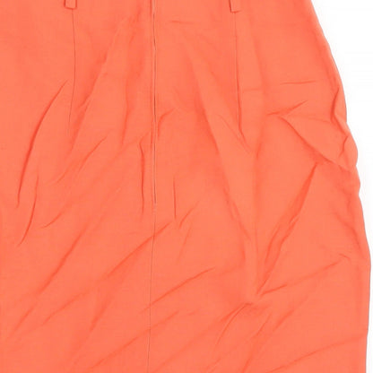 Betty Barclay Womens Orange Linen Straight & Pencil Skirt Size 12 Zip