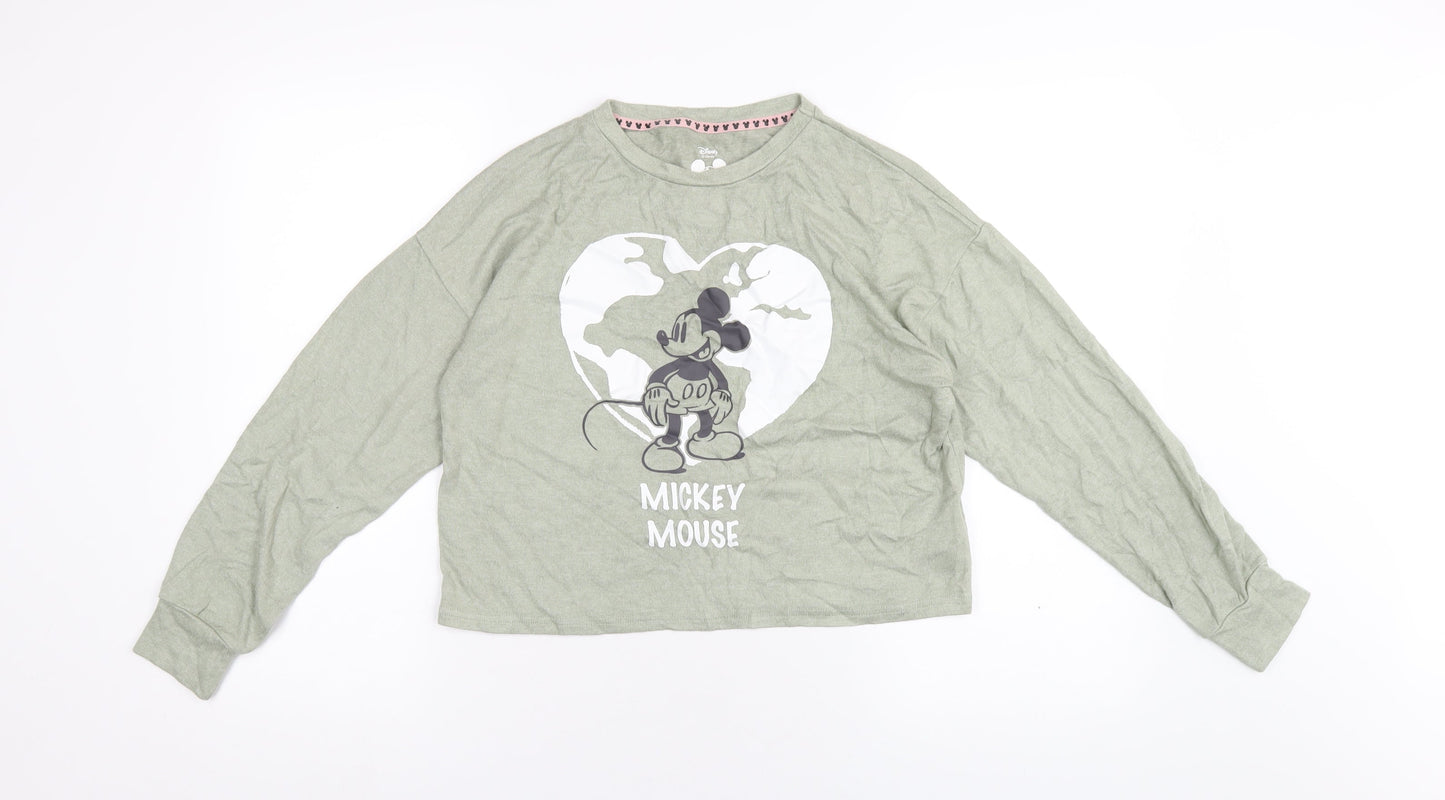 Womens UK Size S Disney Green Cropped T-Shirt