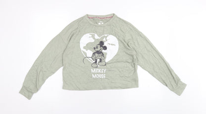 Womens UK Size S Disney Green Cropped T-Shirt