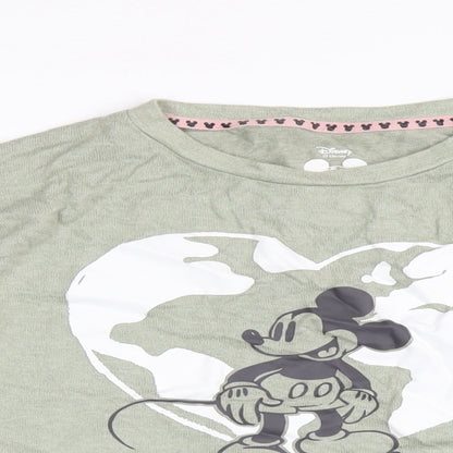 Womens UK Size S Disney Green Cropped T-Shirt