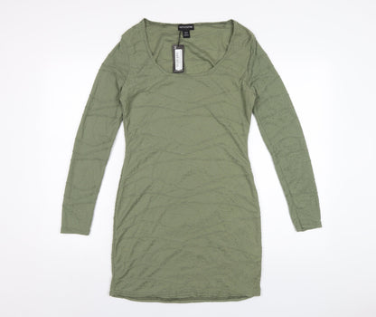 PRETTYLITTLETHING Womens Green Polyester Bodycon Size 12 Scoop Neck Pullover