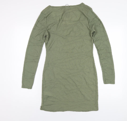 PRETTYLITTLETHING Womens Green Polyester Bodycon Size 12 Scoop Neck Pullover