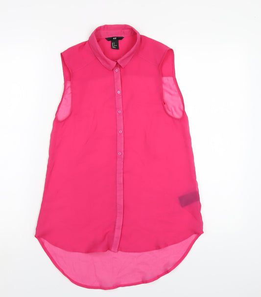 Womens UK Size 4 H&M Pink Basic Blouse