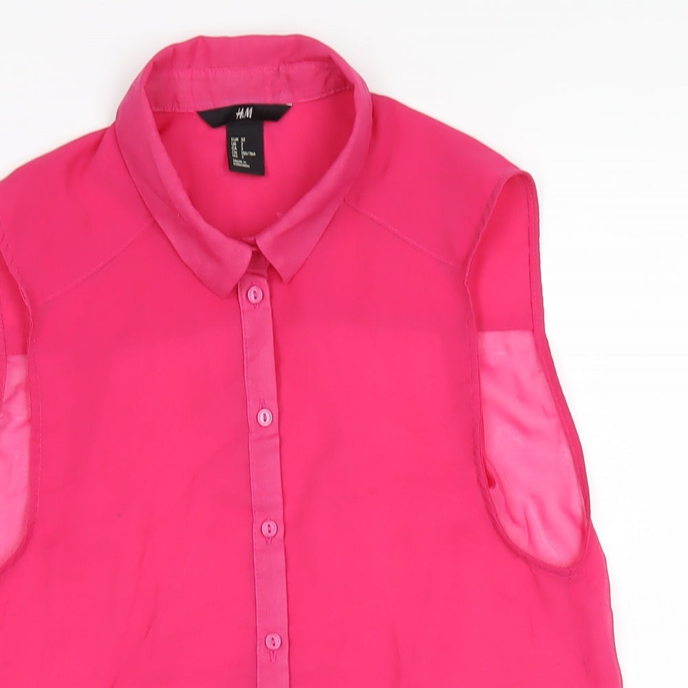 Womens UK Size 4 H&M Pink Basic Blouse