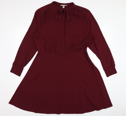 H&M Womens Purple Polyester A-Line Size 18 Round Neck Button