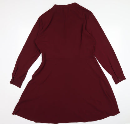 H&M Womens Purple Polyester A-Line Size 18 Round Neck Button