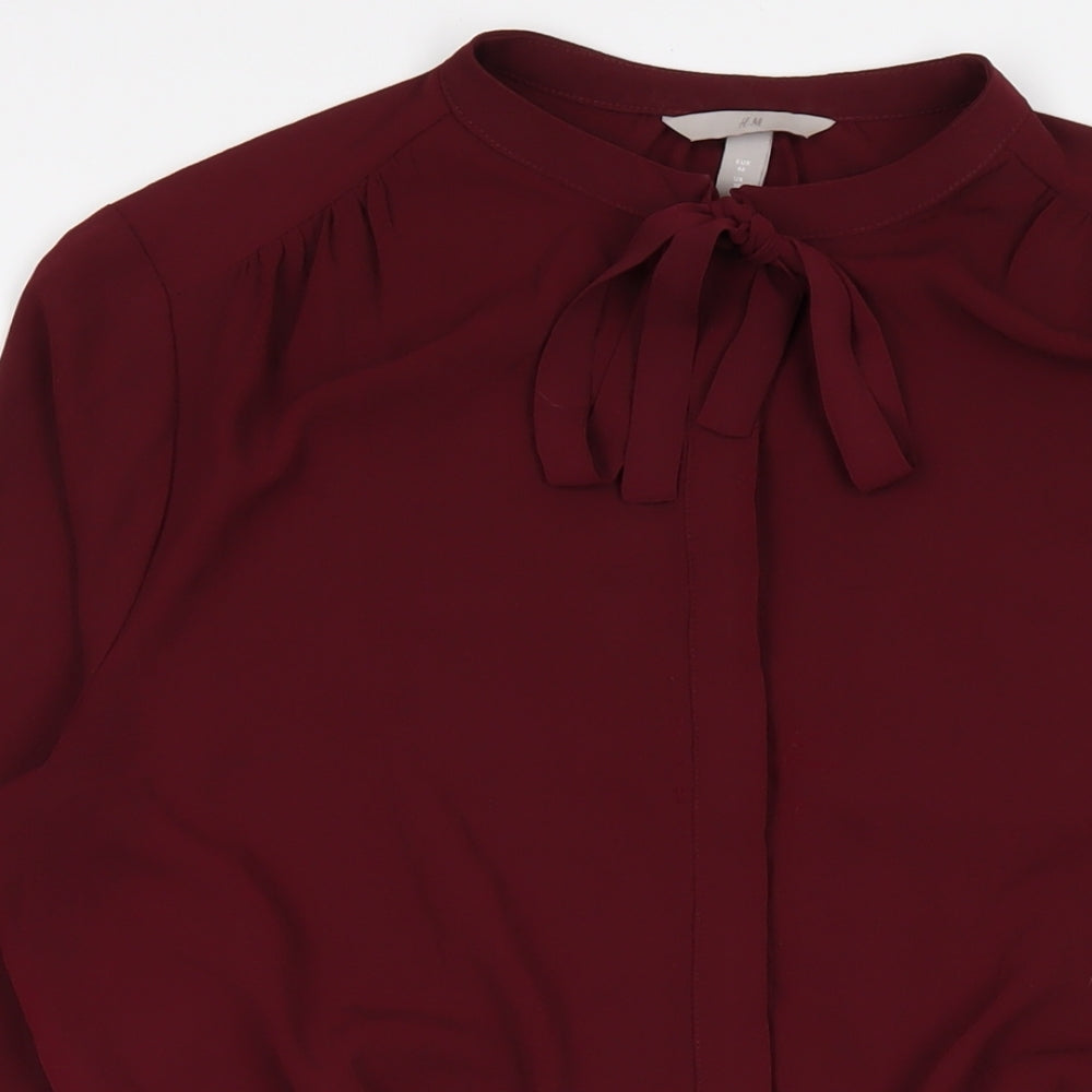 H&M Womens Purple Polyester A-Line Size 18 Round Neck Button
