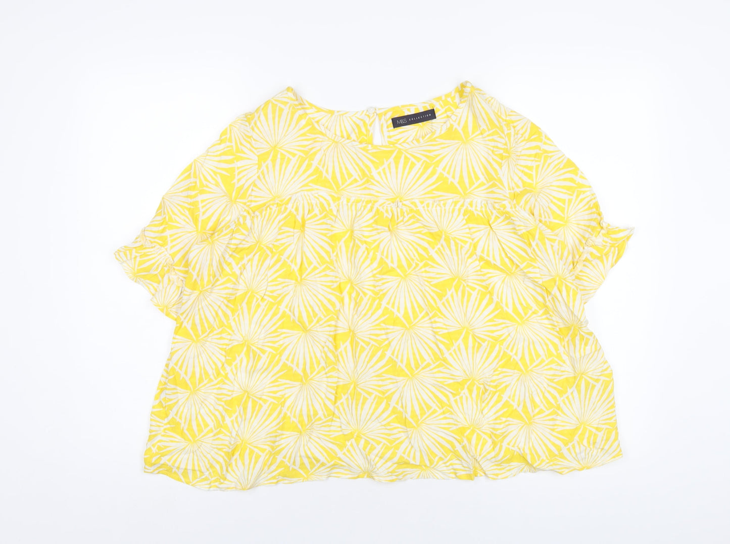 Womens UK Size 10 Marks and Spencer Yellow Basic T-Shirt