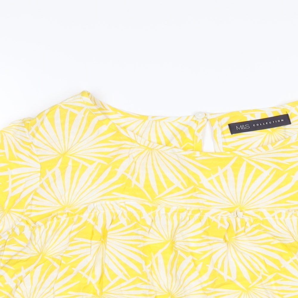 Womens UK Size 10 Marks and Spencer Yellow Basic T-Shirt