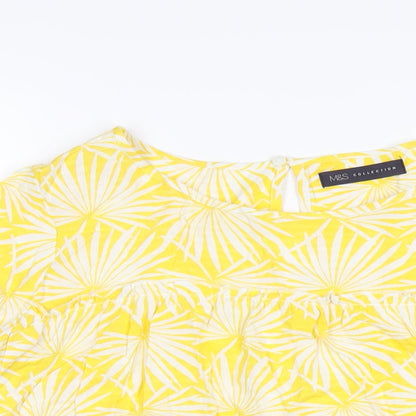 Womens UK Size 10 Marks and Spencer Yellow Basic T-Shirt