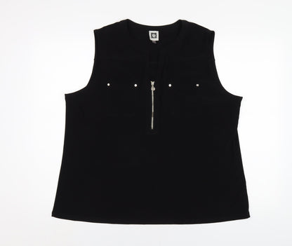 Anne Klein Womens Black Polyethylene Basic Tank Size XL V-Neck