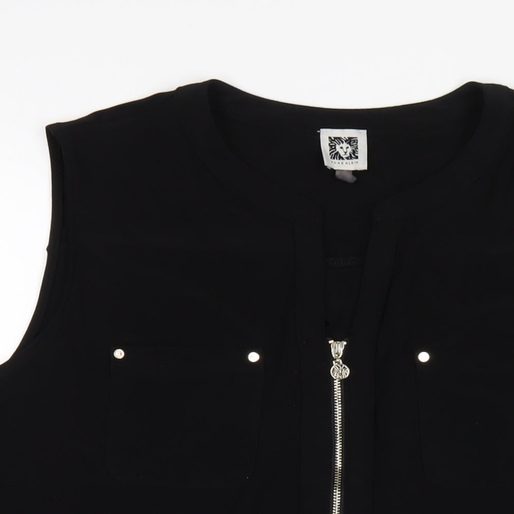Anne Klein Womens Black Polyethylene Basic Tank Size XL V-Neck