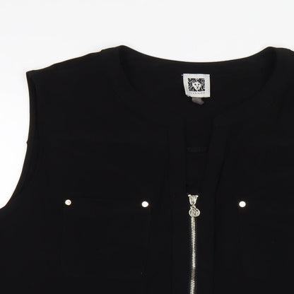 Anne Klein Womens Black Polyethylene Basic Tank Size XL V-Neck