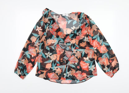 Wallis Womens Multicoloured Geometric Polyester Basic Blouse Size 8 V-Neck