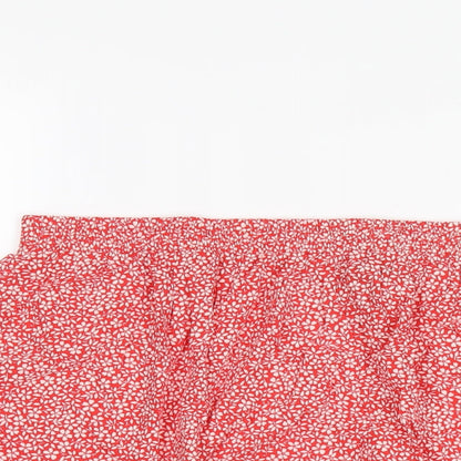 New Look Womens Red Floral Viscose A-Line Skirt Size 18