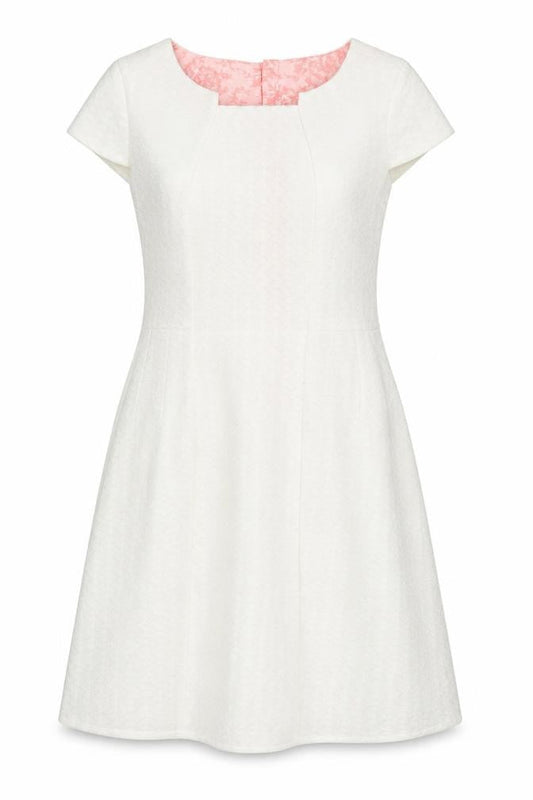 Yumi Womens Ivory Polyester A-Line Size 14 Square Neck Zip