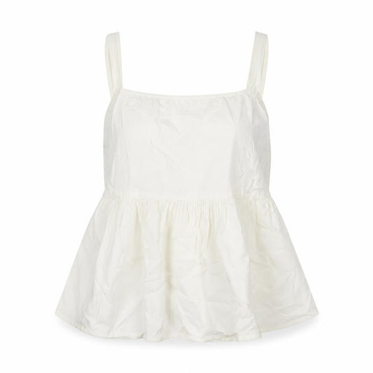 Front view of ASOS women’s white 100% cotton tunic blouse, size UK 10, square neck