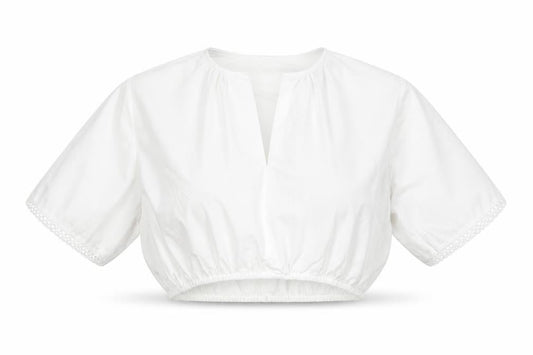 Herring Womens White 100% Cotton Cropped Blouse Size 10 V-Neck