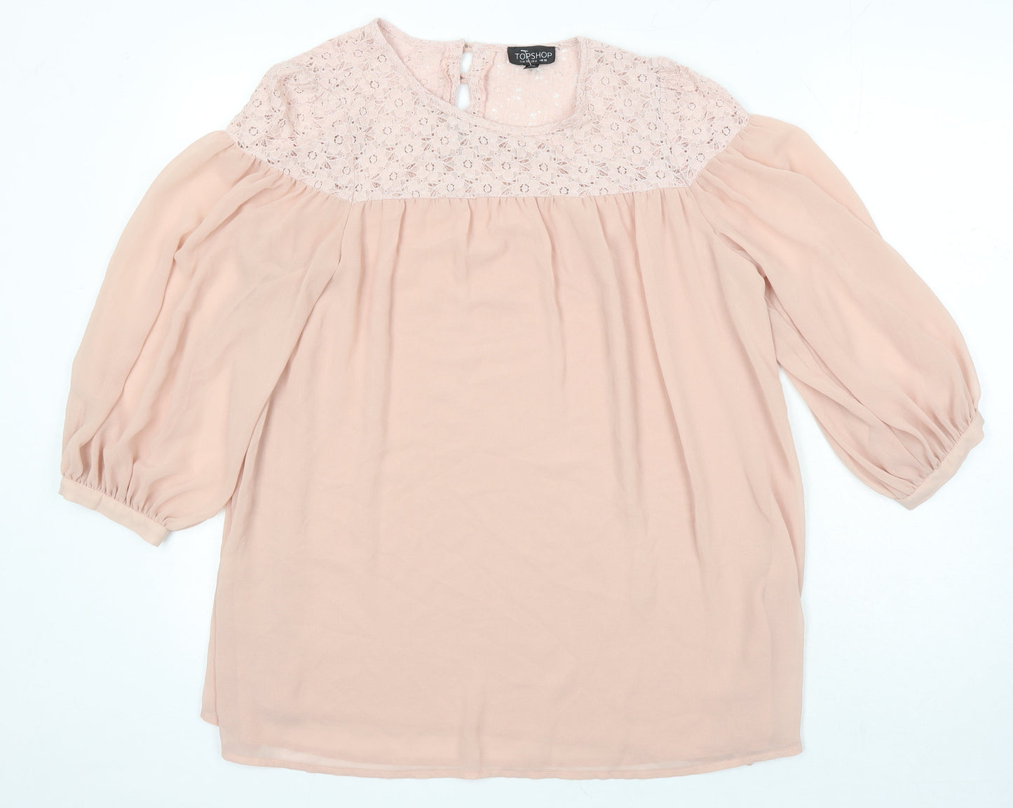 Womens UK Size 10 Topshop Pink Tunic Blouse