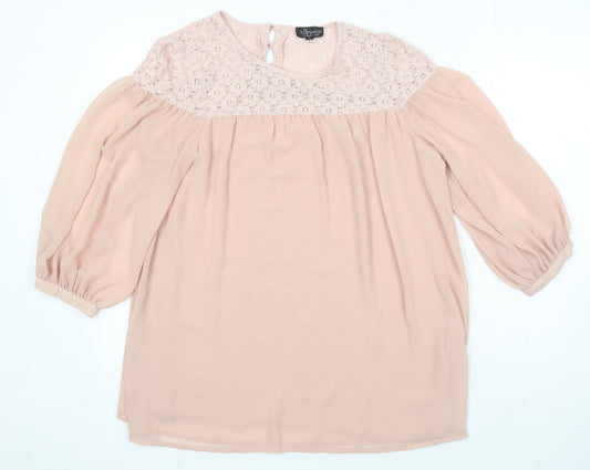 Womens UK Size 10 Topshop Pink Tunic Blouse