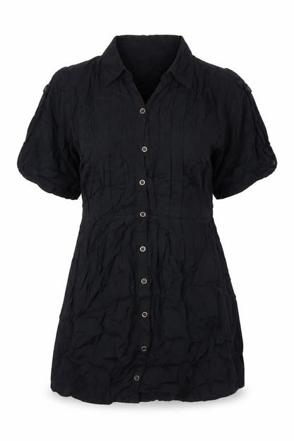G21 Womens Black Viscose Tunic Blouse Size 12 Collared