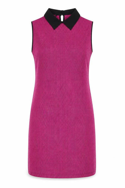 Saygi Womens Multicoloured Houndstooth Polyester Blend Shift Size L Collared